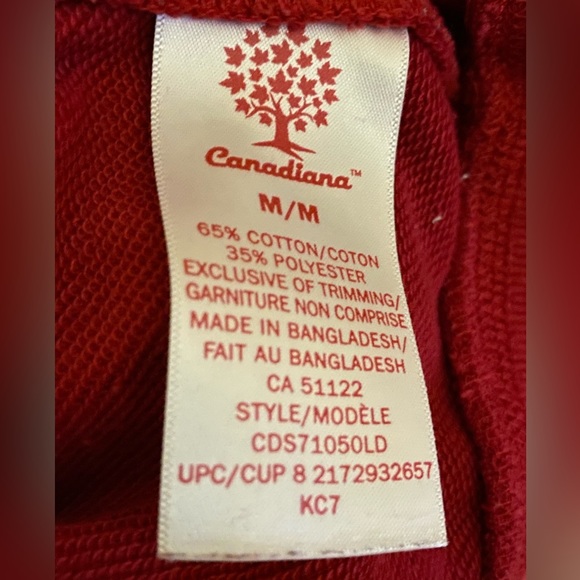 Canadiana Red Zippered Hoodie with Pockets Size M - Picture 12 of 12